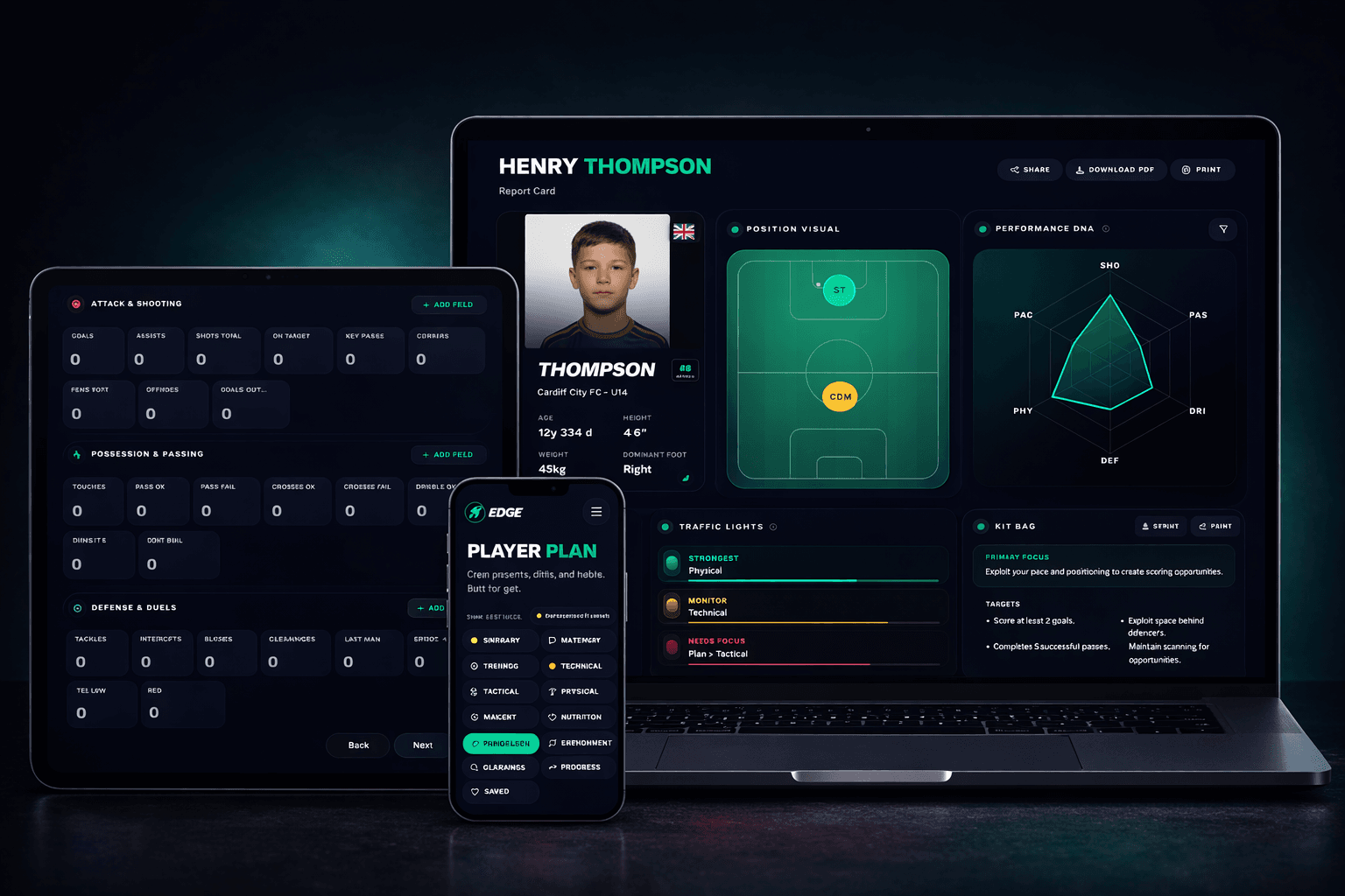 Device mockup showing the EDGE demo experience.